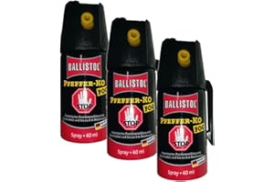 ‎BALLISTOL 3 Dosen KO Fog Pfefferspray mit Sprühnebel 40ml - Abwehrspray Familienpackung