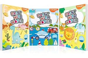 YPLUS Paint with Water Books for Toddlers, Watercolor Painting Paper for Kids Ages 1-3, 2-4 Years, Crafts, Drawing Gift with Brush - 3 Themes,
