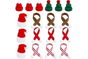 MECCTUCK Zestaw mini czapki bożonarodzeniowej i szalika, ozdoba do włosów, mini czapka Świętego Mikołaja, spinki do włosów na Boże Narodzenie, spinki do włosów, małe i słodkie, na Boże Narodzenie, drobiazgi