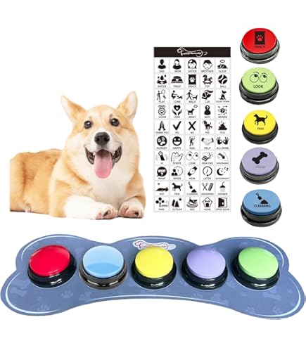 6 x buzzer met opnameknoppen voor honden, communicatie voor het trainen