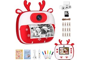 OKYUK Kinderkamera zum Ausdrucken Vielfältige Funktionen zum Erleben mit 32 GB Speicherkarte Erhältlich Kinder von 3 bis 12 Jahren (Rot)