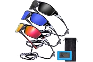 RISIPU 3 Pack Polarized Cycling Sunglasses Sports Sunglasses for Men Women, Mens Bike Goggles Wrap Around UV400 Protection for Cycling Fishing Driving