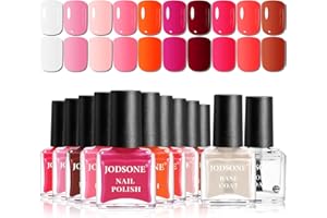 JODSONE Set di 12 smalti per unghie con 10 combinazioni di colori rosa, 2 pezzi base e top coat, smalto ad asciugatura rapida per donne bellezza regalo