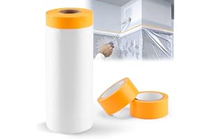 HONGTAISHENG Plandeka dachowa, 110 cm x 25 m ręczniki malarskie razem 2 rolki 24 mm x 10 m taśma papierowa, plastikowa taśma papierowa malarska do malowania mebli