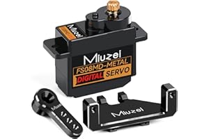 Miuzei 12g 180° Servomoteur Numérique Servo Direction pour Arduino 1/24 Voiture SCX24 AX24 Voiture Robot Bateau Avion avec Support Servo et Bras Mirco Servo (1 PièCe, Noir)