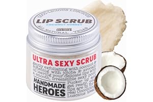 Handmade Heroes - Gommage Lèvres 100% Naturel et Vegan, Exfoliant Doux à l’Huile de Noix de Coco et au Sucre pour Lèvres Gercées et Sèches, Soins 30g (Sorbet Noix de Coco)