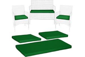 KISAA Living Outdoor Garden Rattan Cushions | 3-Piece Set for Rattan Patio Furniture | Comfy Seat Pads with Removable Cover | Water-Repellent, Durable, and Lightweight (Green)