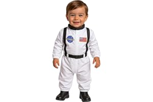 FIESTAS GUIRCA | Astronauten Kostüm für Kinder und Babys - Raumanzug für Jungen und Kleinkinder - Piloten- und Weltraum-Explorer Kostüme für Halloween, Karneval und Kostümpartys - Weiß und Schwarz