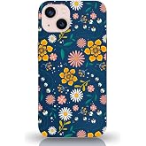 Printify Apple iPhone 13 Mini Uyumlu Lansman Kılıf &Ccedil;i&ccedil;ek Tasarımlı İ&ccedil;i Kadife Kapak Nano Silikon Lacivert