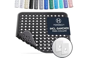 Homerella Alfombra de Ducha Antideslizante y Delicada con la Piel, 53x53cm, Incl. Ganchos | Esterilla de Tina sin BPA | Estera Resistente al Moho y Lavable a máquina | Alfombra de baño (Negro)