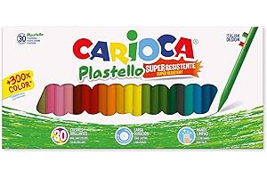 CARIOCA PLASTELLO | 42881 - Scatola Pastelli a Cera, Lunga Durata, Colori Assortiti, 30 pezzi