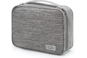 YEICXOH Kabel-Organizer-Tasche, Elektronik-Zubehör-Organizer, Reise-Kabelhülle für Powerbank, Kamera, iPad, Speicherkarte (Grau, 3 Layer)