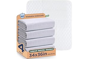 Brosive Inkontinenz-Betteinlagen, wasserdicht, wiederverwendbar, waschbar, 8 Tassen, Saugfähigkeit, Matratzenschoner für Erwachsene, Kinder und Haustiere (86,4 x 91,4 cm, 4 Stück)