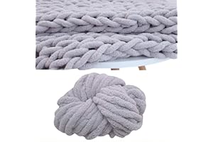 SMLJFO Wool yarn, chenille yarn, super soft and ultimate arm knitted crochet acrylic yarn, colored large wool yarn, used for arm weaving, giant large knitted blanket, 18M (gray)