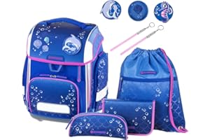Schneiders Vienna 78364-070 - Schulranzen Ergolite Underwater Love, 9-teiliges Set mit Schultasche, Federmäppchen, Schlamper, Sportbeutel, 3 Klett-Motiven und 2 Leuchtstäben