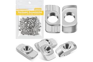 Caianwin Lot de 100 écrous à rainure en T M4 en acier au carbone nickelé pour fente d'extrusion de profil en aluminium 20 séries T
