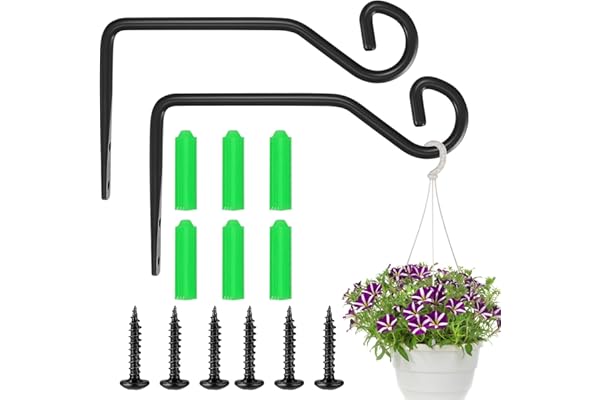 2 Pièces Supports de Panier Suspendus, Crochet de Muraux à Suspendre, Support Crochets de Suspension pour Plantes Pots de Fleurs Jardin Mangeoires Lanternes