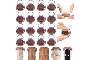EZPROTEKT Protectores de Suelo de Silicona Transparente mejorados para Patas de Silla, Tapas de Silicona 16P con Fieltro Envuelto, Fundas de Silicona para Patas de Silla, Protectores de pies de Silla