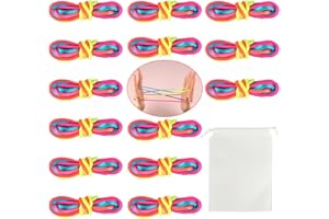 AILUYA 14 Stück Finger Twist Regenbogen Seile, Rainbow Ropes fadenspiel, Regenbogen Fingertwist Fädelspiel Fingerspiel mit Kordelzugbeutelfür Kinder Mädchen Geburtstag Party Taschen Geschenk (1.6M lang)