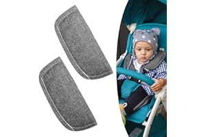 DHSBGWSX 1 paire de coussinets de sangle d'épaule gris, coussinets de ceinture de sécurité de voiture, coussinets de sangle de siège d'auto pour bébé, sangles de poussette