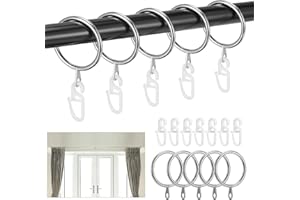 Roxanex 45 metalowych pierścieni do zasłon i haczyków, średnica wewnętrzna 30 mm, srebrne wiszące pierścienie do karniszy, zasłon prysznicowych, prętów, draperii