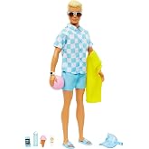 Barbie Doll and Accessories Blonde Ken doll HPL74 with sea shorts and beach-themed accessories