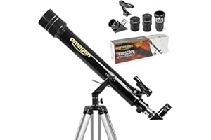 ‎OMEGON Teleskop Omegon AC 70/700 AZ-2 | Reflektor achromatyczny | lekki i wszechstronny | idealny teleskop dla początkujących | do obserwacji Księżyca i natury | statyw aluminiowy
