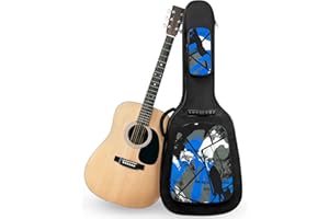 HOHIYO Guitar Bag，39 40 41inch Acoustic Guitar Gig Bag,0.38in Thick Padded Guitar Case Waterproof with Two Pockets Adjustable Shoulder Strap,Black