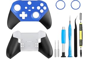 BSUZUN OEM-Ersatz-Set für Xbox Elite Series 2 Controller für Front- und Rückseitengehäuse, inklusive Frontplatte, Griffabdeckung und Reparaturwerkzeugen (blau)