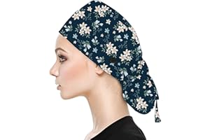 XSYU Zahnarzt Chemo Bandana Medizinische Kopfbedeckung Op-Haube Stoff FüR MäNner/Frauen SanitäR Krankenschwester ZahnäRztin Arzt Kinderarzt FüR Langes Haar Mit SeitenknöPfen Und SchweißBand