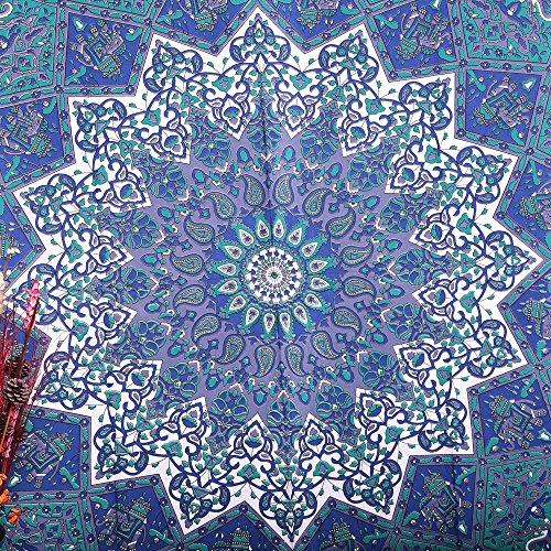 Handicrunch Twin Hippie Star Tapestries , Psychedelic Tapestry ,Sun and Moon Tapestry,star Mandala Tapestries, Throw Bedspread Queen Bed Dorm Decor - 2