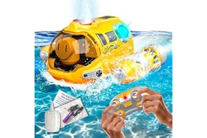 xwin sportseries Kids Yellow Motorboat Toy Remote Control Motorboat with Spray Playset for Children Swimming Pool Boat for Boys & Girls Outdoor Water Fun Play Motorboat Toddlers Gift