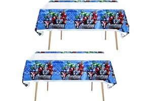YAAVAAW 2Pack 180*108cm Superhero Table Cloth Party Decorations for Kids,Rectangular Marvel Avengers Party Table Cover Birthday Disposable Table Cover Plastic Tablecloths for Kids Birthday Tableware