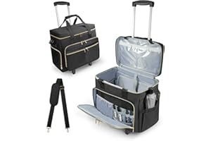 SUNDOY Rolling Teacher Bag with Detachable Trolley, Waterproof & Durable Teacher Case with Expandable File Compartment, Fits Up to 17.3" Laptop, Books & Supplies