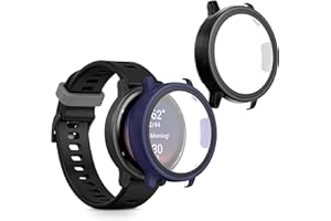 kwmobile 2x etui kompatybilne z etui Garmin vivoactive 5 / active 5 - osłona z tworzywa sztucznego i szkła - etui do trackera aktywności - w kolorze czarnym/ciemnoniebieskim