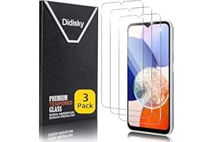 Didisky 3-Unidades Cristal Templado Protector de Pantalla para Samsung Galaxy A14 4G,A14 5G 6.6'', Antihuellas, Sin Burbujas, Fácil de Limpiar, 9H Dureza,Transparente