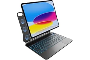 nimin Tastatur Hülle für iPad A16 2025 und iPad 10 Generation 2022 mit Trackpad, Magnetische Aufhängung Design, 7 Farbige Beleuchtung, QWERTZ Deutsches Layout, Schwarz