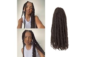 Auxemuen Marley Twist długie włosy osobne Afro Kinky Curly Marley Fałszywe włosy syntetyczne szydełkowane (4 #, 14" (opakowanie 6)