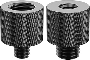 Homeet 2 pezzi Adattatore Filettatura a Vite da Maschio 1/4" a Femmina 3/8" Convertitore Alluminio Filettato Adattatore per Fotocamera Treppiede Rig a Spalla Cavalletto Monitor, NERO
