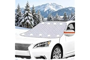 HuaCommerce Snow Protection Windscreen Cover for Car with 9 Magnets & 2 Tie Down Straps for Car, SUV & Van, Protects Against Snow, Ice, Frost, Dust & UV (145 x 110 cm)