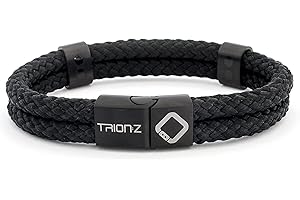 Trion:Z Zen Loop Duo Bracelets for Men and Women - Unisex Wristband (Large, Black)