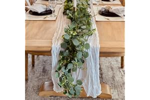 CQURE 3 Pack 5.9ft Eucalyptus Garland, Artificial Greenery Garland Fake Silver Dollar Eucalyptus Leaves Spring Wreath Vines for Wedding Table Party Mantle Bedroom Wall Room Decor