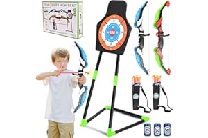 Gvdeirn Bows and Arrows Set for Kids, 2 Pack LED Light Up Archery Set with 20 Suction Cup Arrows, Standing Target & Quivers, Kids Boys Girls Toys Outdoor Toys Birthday Gifts for 3-12 Years Old