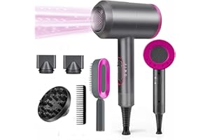 ‎LOEVERY Ionen Föhn AC Motor 1800W Haartrockner, Schnelltrocknen Hair Dryer, Profi Fön mit 3 Hitze-Einstellungen, Kaltlufttaste mit 1 Diffusor 2 Konzentratoren 2 Kamm für Frauen Mann