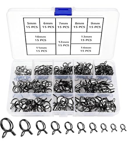 Fuel Line Hose Clips, 50 Pack 16mm 65Mn Steel Single Wire Tubing Spring...
