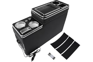Flynsu Console Centrale avec étagères, Compartiment de Rangement, avec Porte-gobelet, lumières LED, Port USB, Allume-Cigare Compatible avec T4 T5 T6 T7