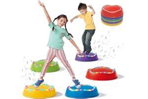 Hitish Leuchtende Balanciersteine für Kinder mit Musik - 5er Stapelbar Rutschfest Stapelsteine für Indoor & Outdoor- Sensorik Trittsteine Gleichgewichtstrainer für Kleinkinder ab 3 Jahre