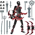 NHCDFA Action Figure, Stick Titans, Stick Titan Portable and Easy to Use Model Toy Very High Degree of Freedom Multi Articular Mobile Robot Doll Desktop Decoration (Red and Black)