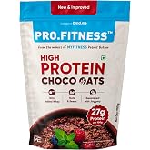 PRO.FITNESS 27g High Protein Oats 900g (By MyFitness) | Dark Chocolate Oats with Almonds, Pumpkin Seeds and Raisins| Chocolate Rolled Oats with Jagger