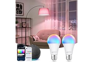 Aigostar Mesh - Ampoule Connectée Bluetooth Mesh A60 12W, Ampoule Connectée Alexa E27 LED 1150LM RVB & 2700K-6500K, 16 Millions de Couleurs, 2 Unités (avec Télécommande Bluetooth)